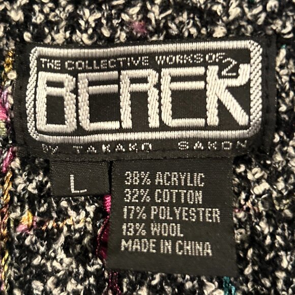 Berek Vintage SZL Black Tweed Wool Sweater Blazer Lace Chic Parisian Designer 90 - Picture 7 of 10